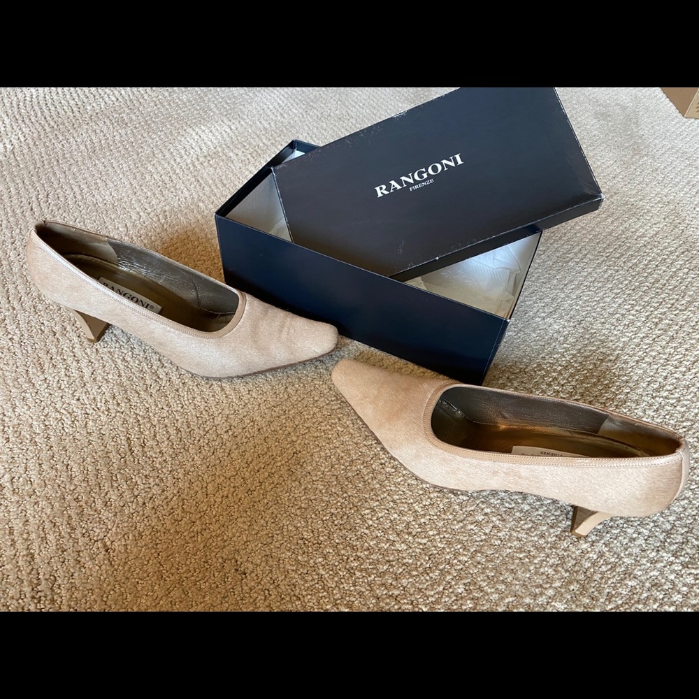 RANGONI HEELS   10 NARROW   BEIGE CALF HAIR